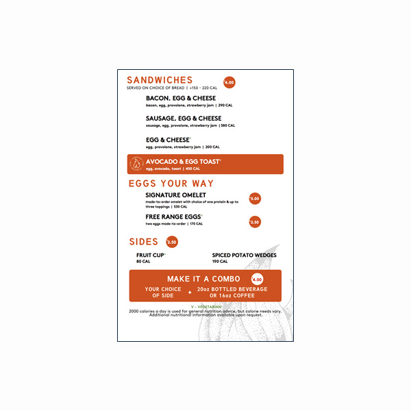 Everyday Essentials Menus & Feature Cards